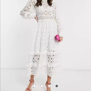 ASOS Eyelet Tiered Midi Dress